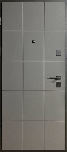 Входная квартирная дверь с накладками МДФ серого цвета